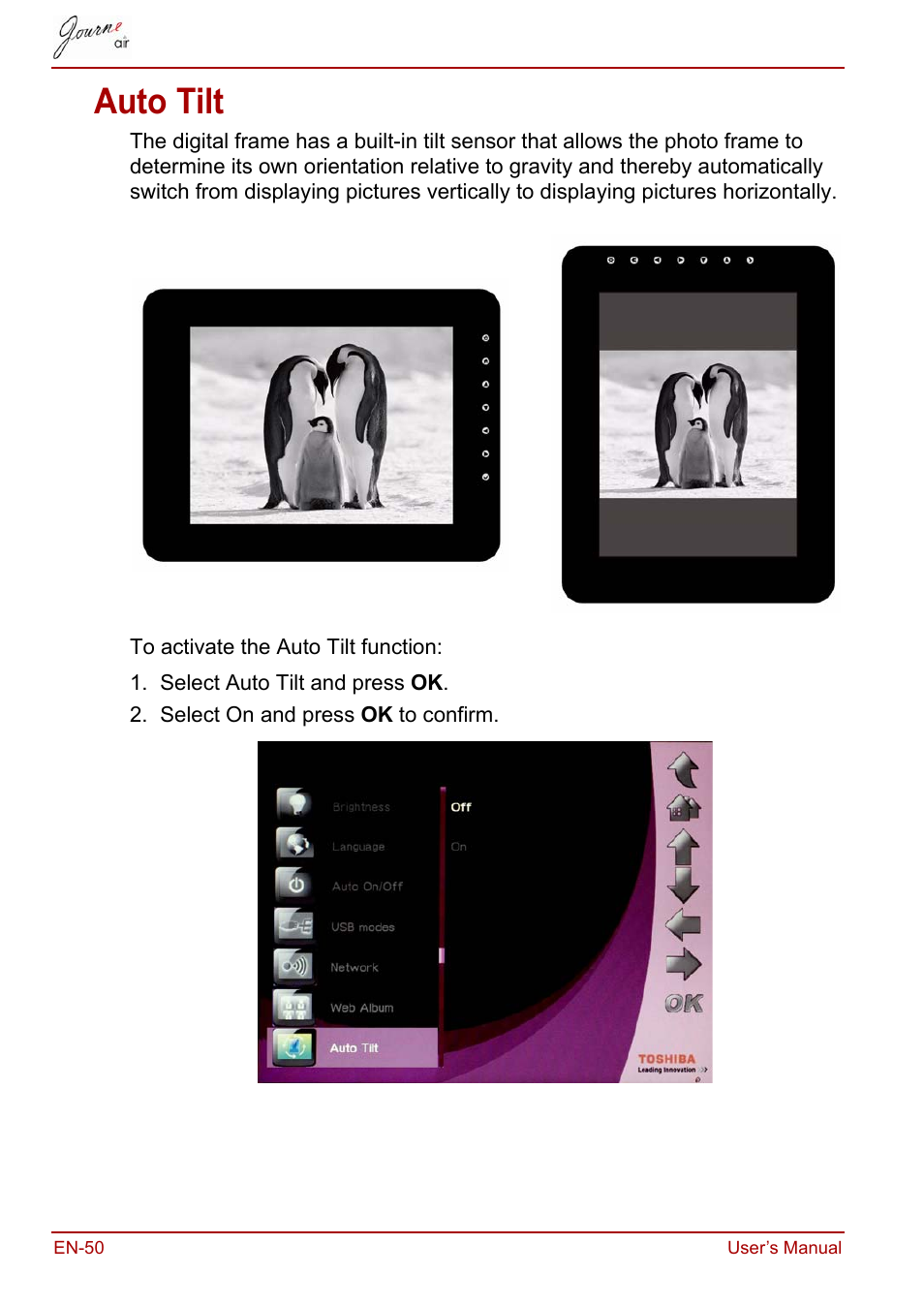 Auto tilt | Toshiba JournE Air800-801 User Manual | Page 50 / 829