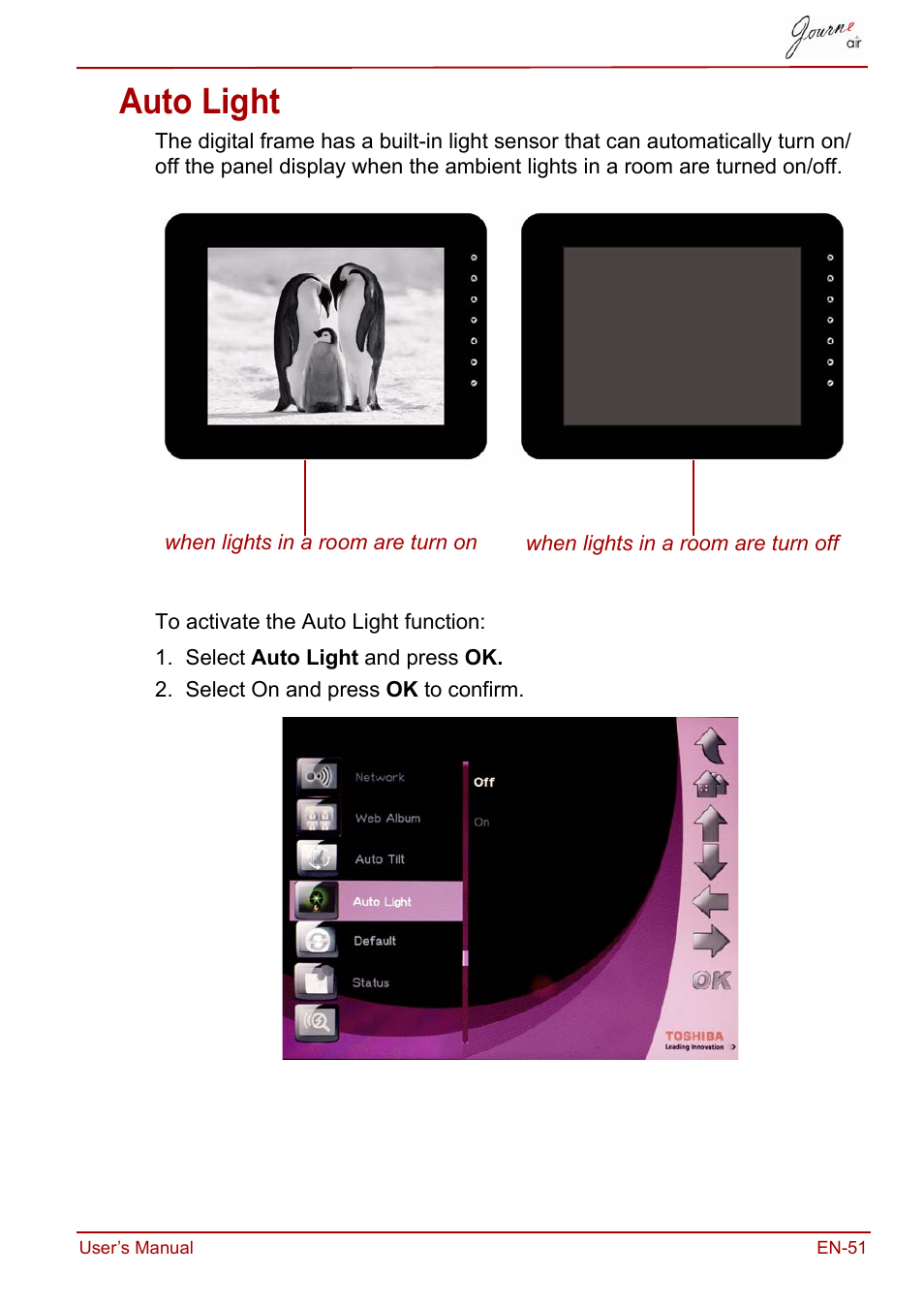 Auto light | Toshiba JournE Air800-801 User Manual | Page 51 / 829