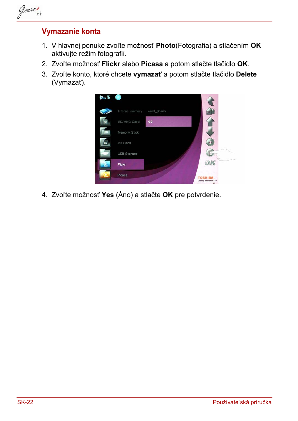 Vymazanie konta | Toshiba JournE Air800-801 User Manual | Page 600 / 829