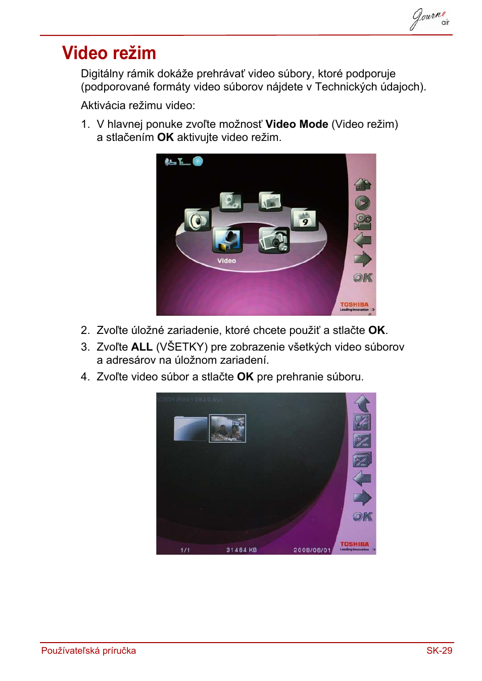 Video režim | Toshiba JournE Air800-801 User Manual | Page 607 / 829