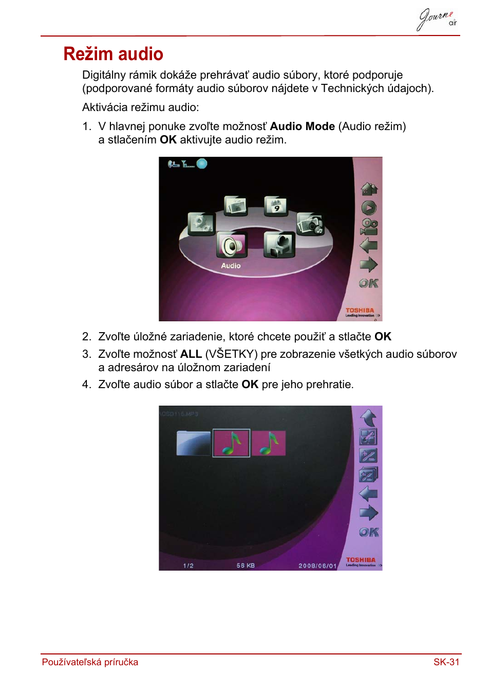 Režim audio | Toshiba JournE Air800-801 User Manual | Page 609 / 829