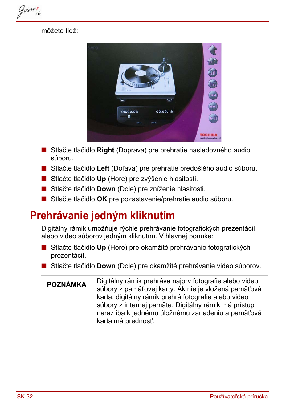 Prehrávanie jedným kliknutím | Toshiba JournE Air800-801 User Manual | Page 610 / 829