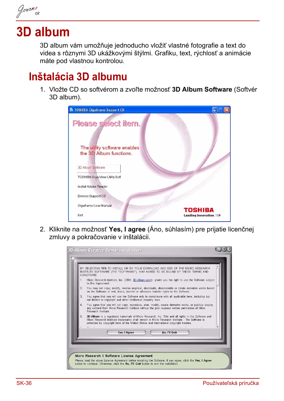 3d album, Inštalácia 3d albumu | Toshiba JournE Air800-801 User Manual | Page 614 / 829