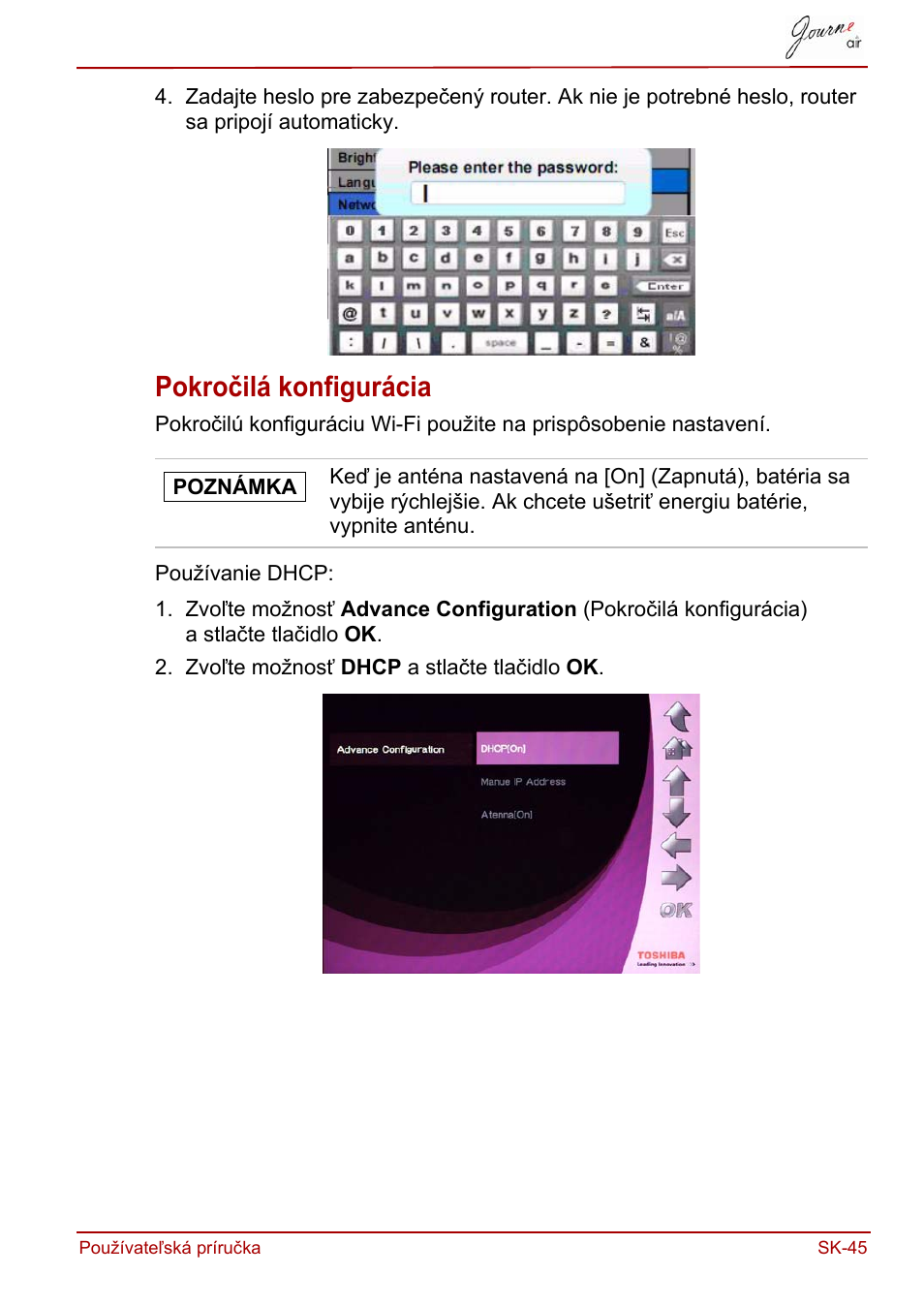 Pokročilá konfigurácia | Toshiba JournE Air800-801 User Manual | Page 623 / 829