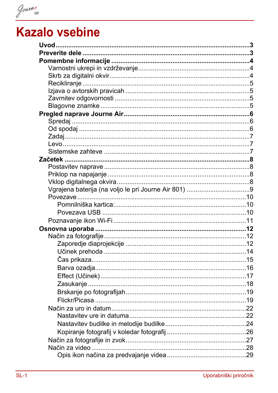 Uporabniški priročnik, Kazalo vsebine | Toshiba JournE Air800-801 User Manual | Page 644 / 829