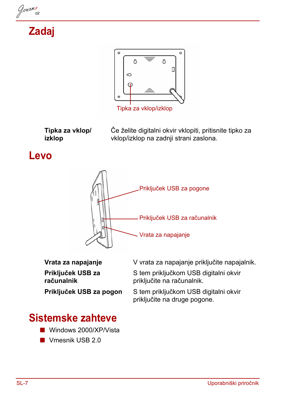 Zadaj, Levo, Sistemske zahteve | Zadaj levo sistemske zahteve | Toshiba JournE Air800-801 User Manual | Page 650 / 829