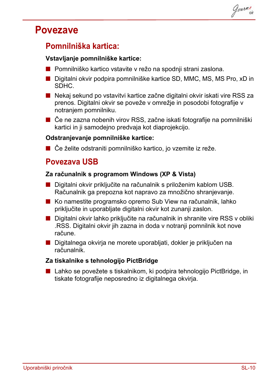 Povezave, Pomnilniška kartica, Povezava usb | Pomnilniška kartica: povezava usb | Toshiba JournE Air800-801 User Manual | Page 653 / 829