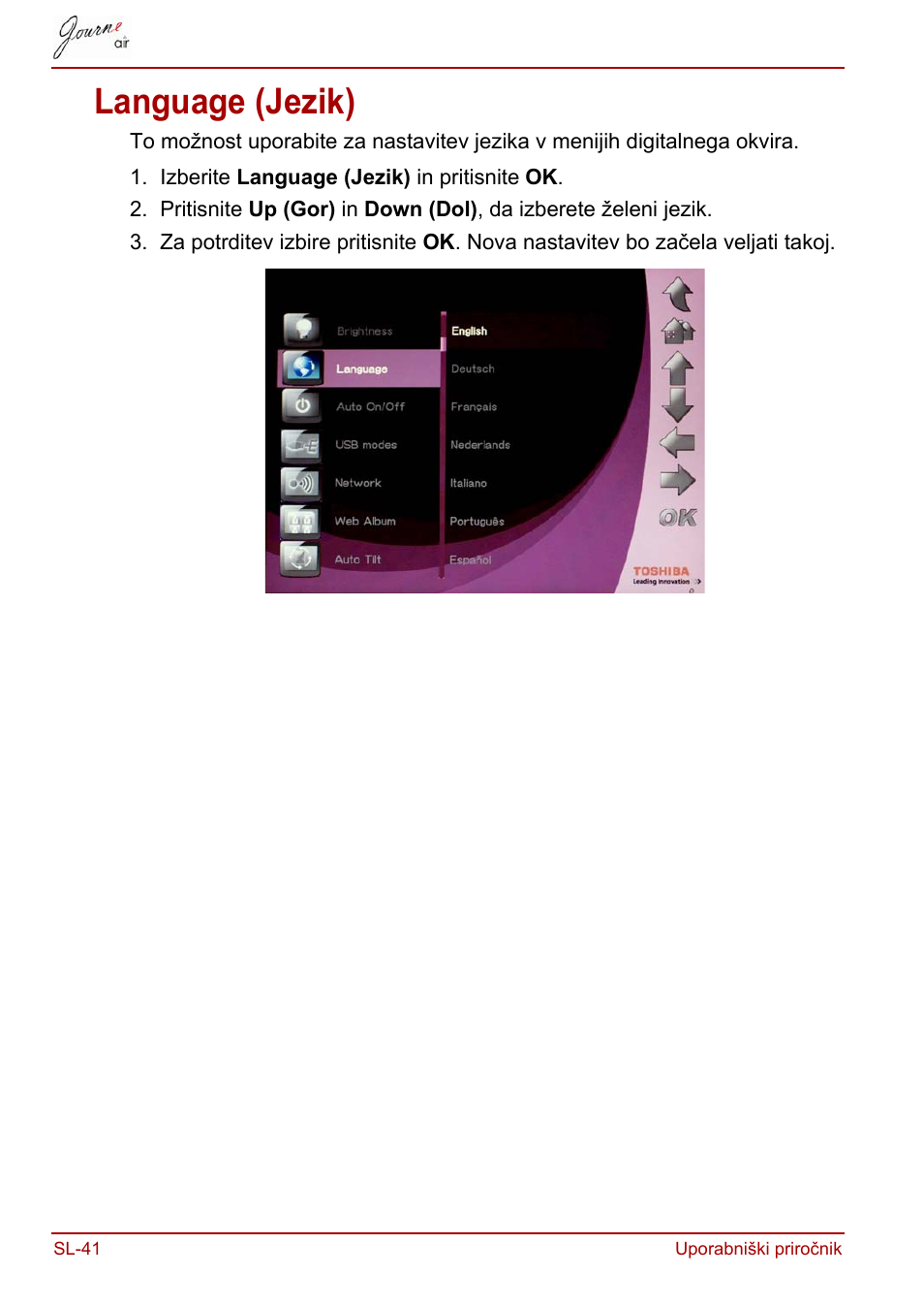 Language (jezik) | Toshiba JournE Air800-801 User Manual | Page 684 / 829
