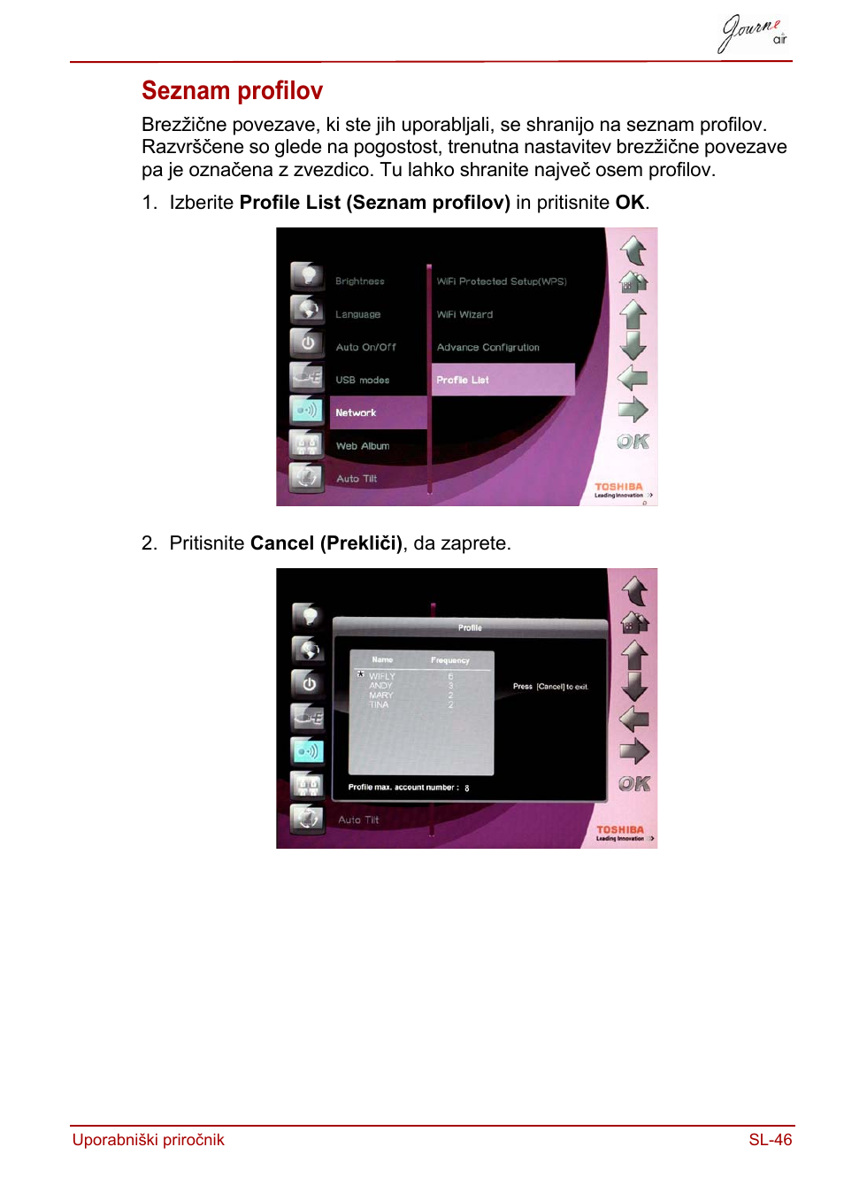 Seznam profilov | Toshiba JournE Air800-801 User Manual | Page 689 / 829