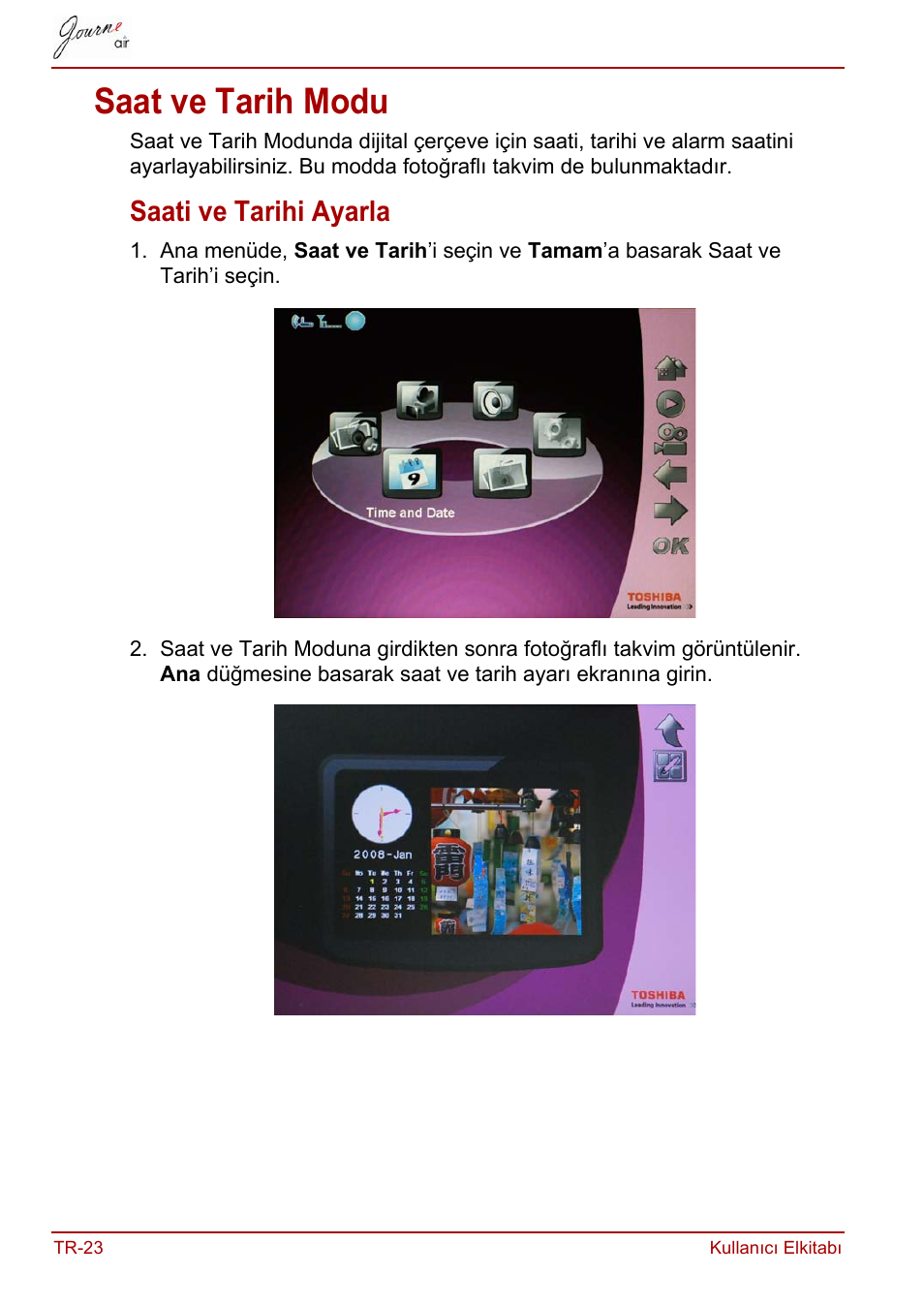 Saat ve tarih modu, Saati ve tarihi ayarla | Toshiba JournE Air800-801 User Manual | Page 728 / 829