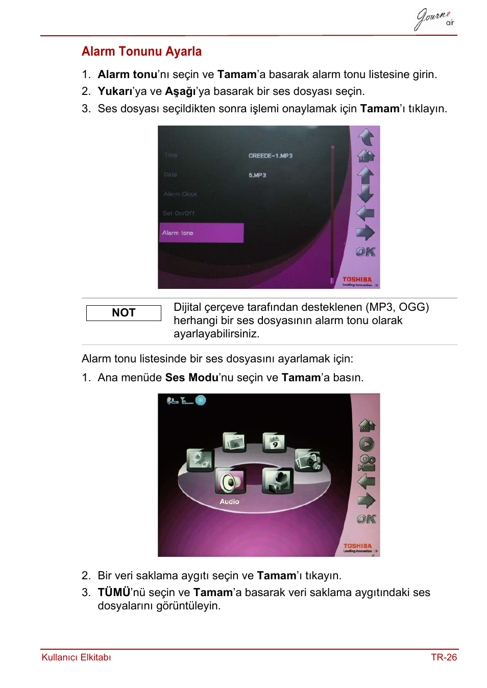 Alarm tonunu ayarla | Toshiba JournE Air800-801 User Manual | Page 731 / 829