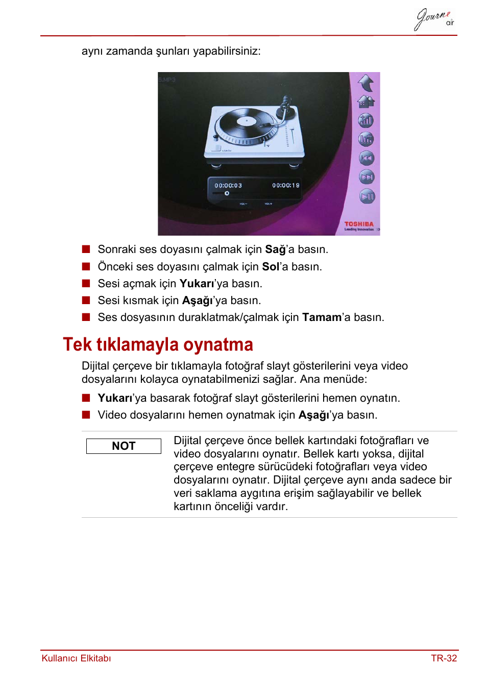 Tek tıklamayla oynatma | Toshiba JournE Air800-801 User Manual | Page 737 / 829