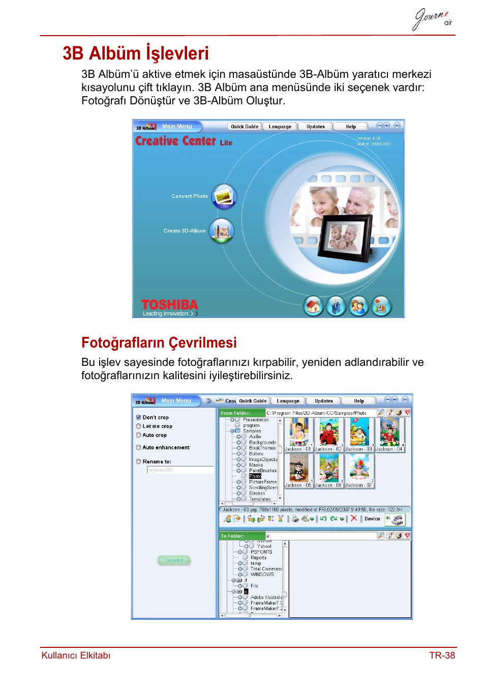 3b albüm işlevleri, Fotoğrafların çevrilmesi | Toshiba JournE Air800-801 User Manual | Page 743 / 829