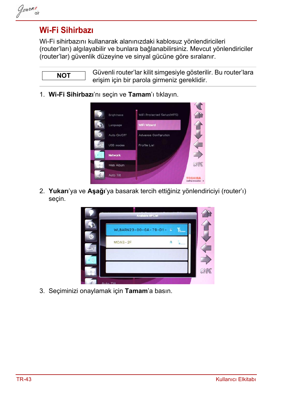 Wi-fi sihirbazı | Toshiba JournE Air800-801 User Manual | Page 748 / 829