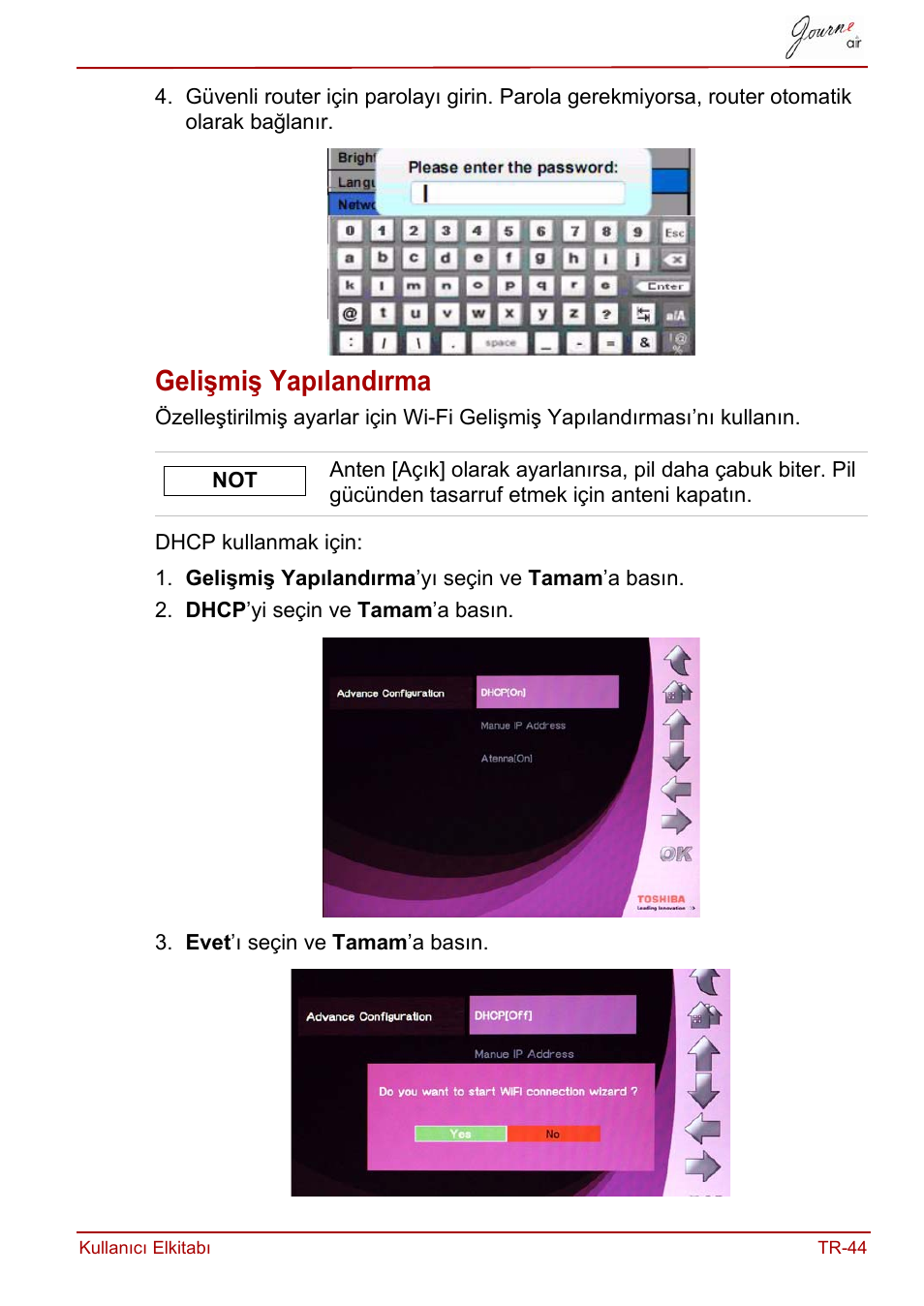 Gelişmiş yapılandırma | Toshiba JournE Air800-801 User Manual | Page 749 / 829