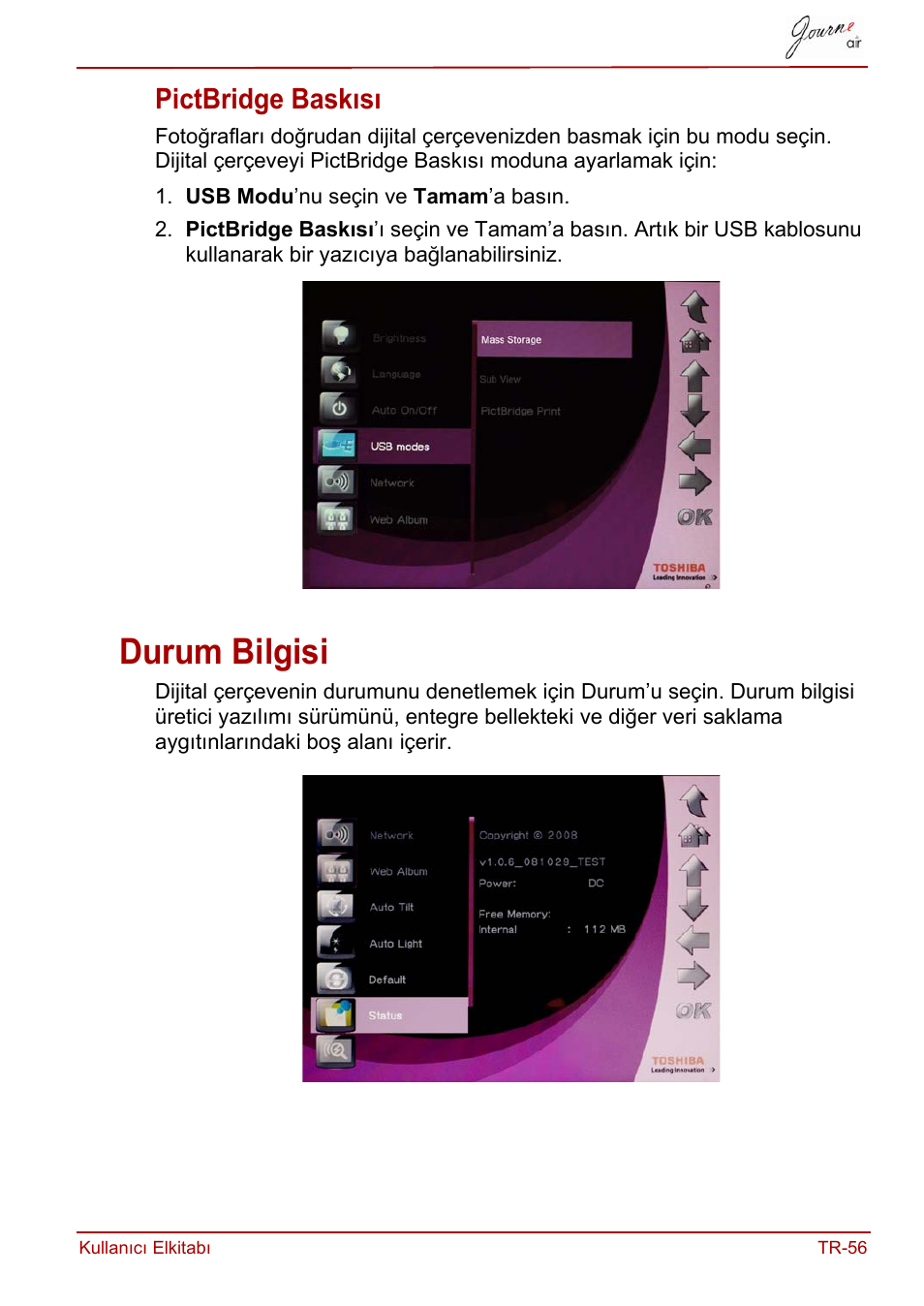 Pictbridge baskısı, Durum bilgisi | Toshiba JournE Air800-801 User Manual | Page 761 / 829