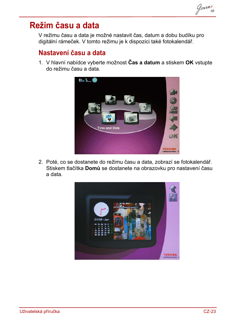 Režim času a data, Nastavení času a data | Toshiba JournE Air800-801 User Manual | Page 85 / 829