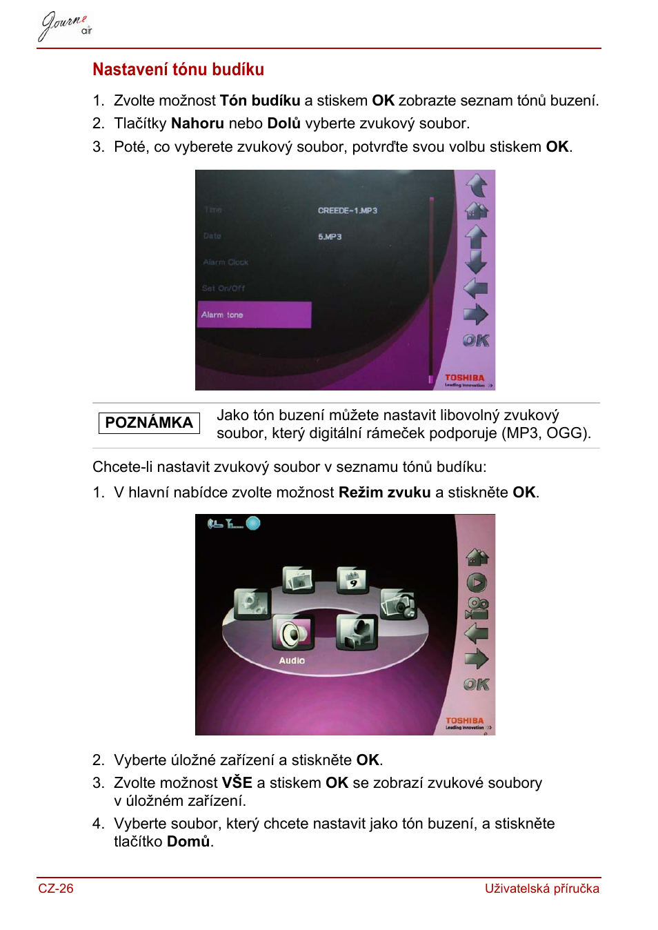 Nastavení tónu budíku | Toshiba JournE Air800-801 User Manual | Page 88 / 829