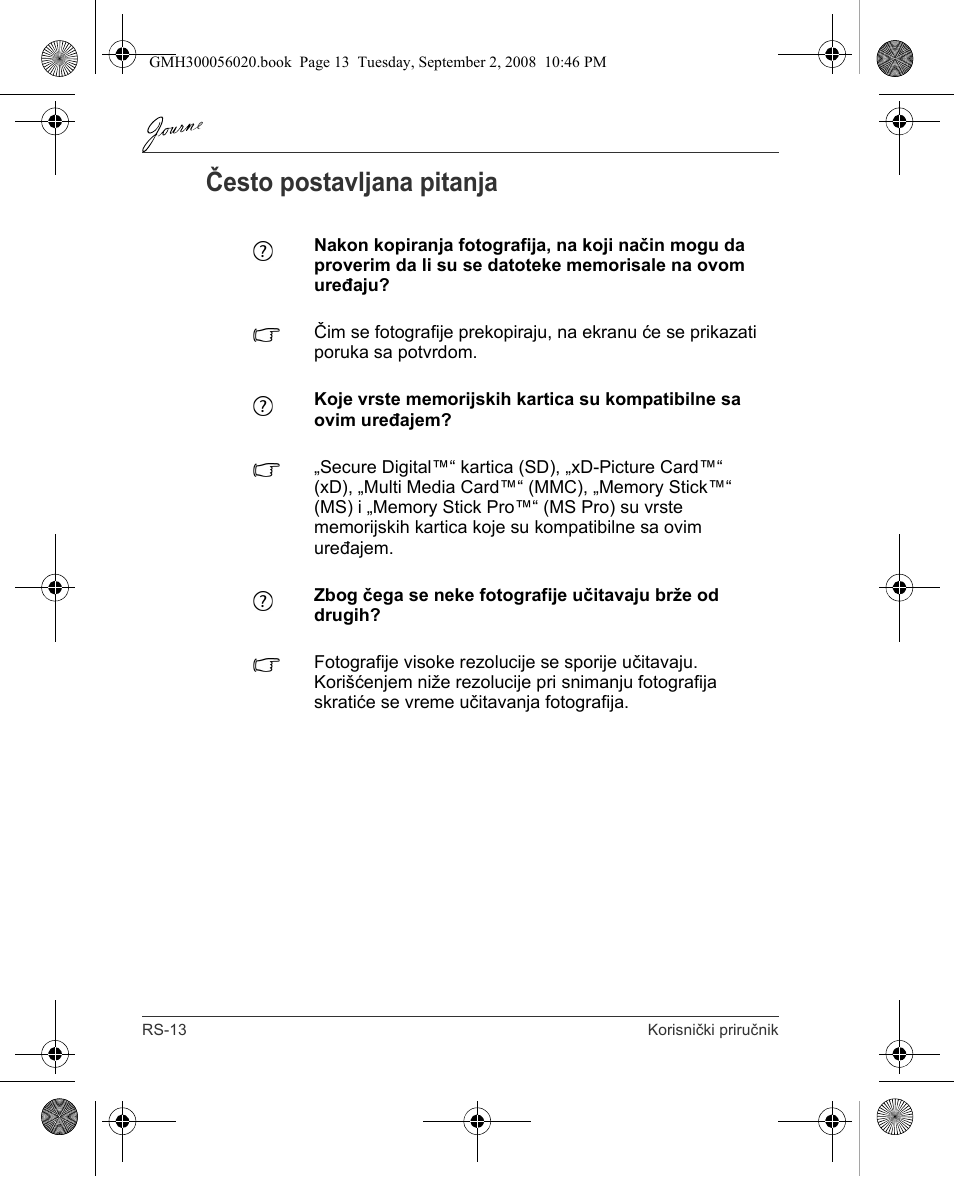 Često postavljana pitanja | Toshiba JournE F800-F801 User Manual | Page 158 / 244