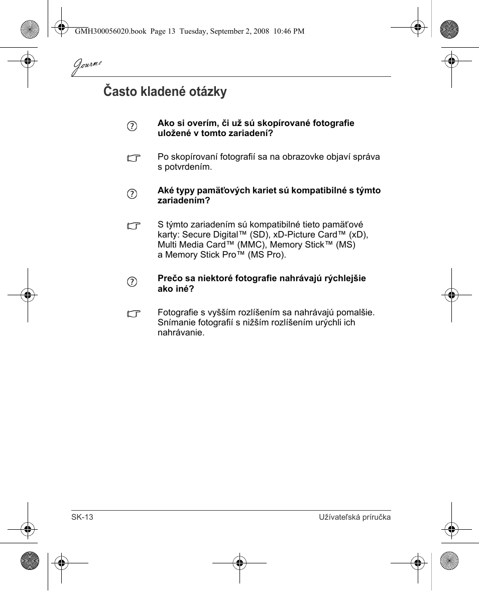 Často kladené otázky | Toshiba JournE F800-F801 User Manual | Page 190 / 244