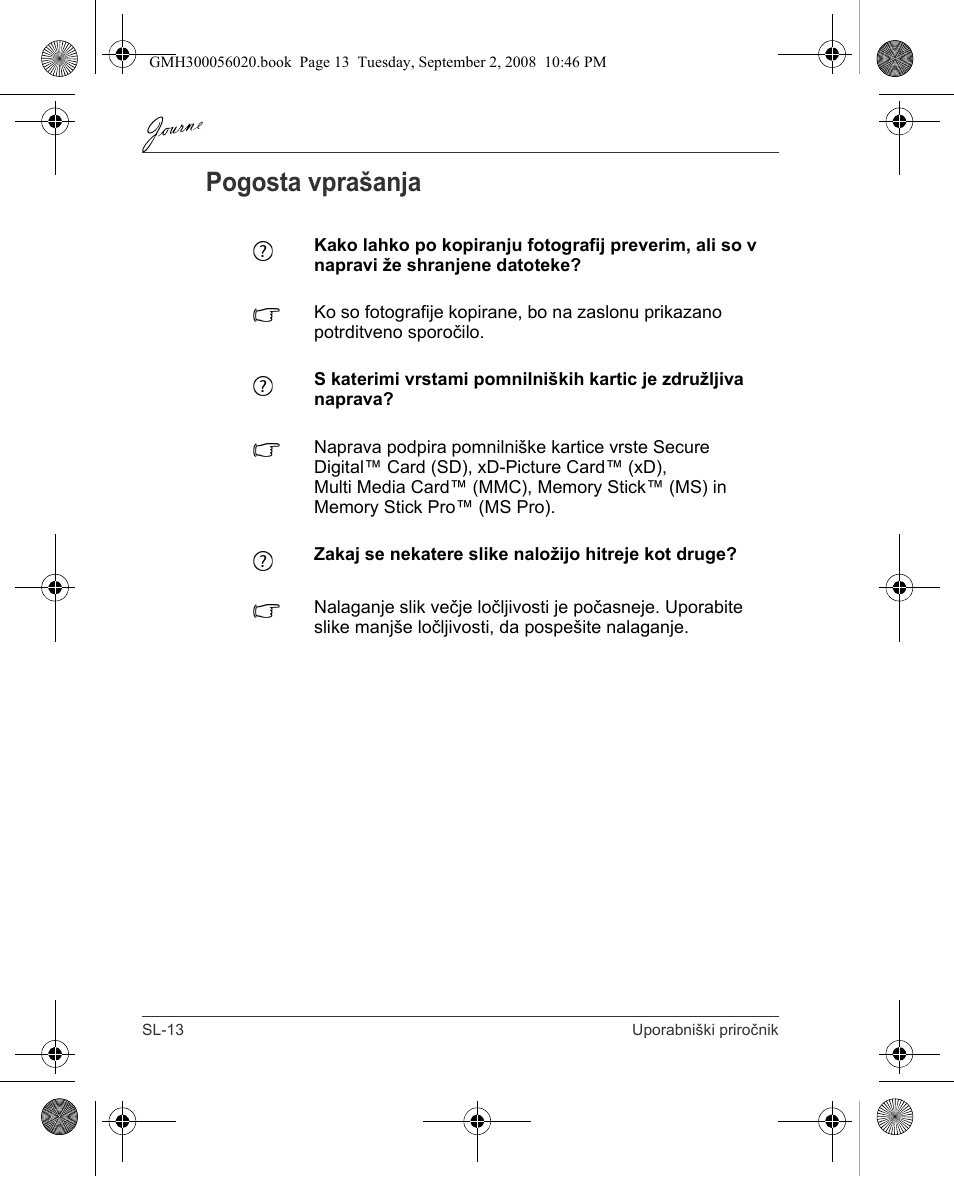 Pogosta vprašanja | Toshiba JournE F800-F801 User Manual | Page 206 / 244