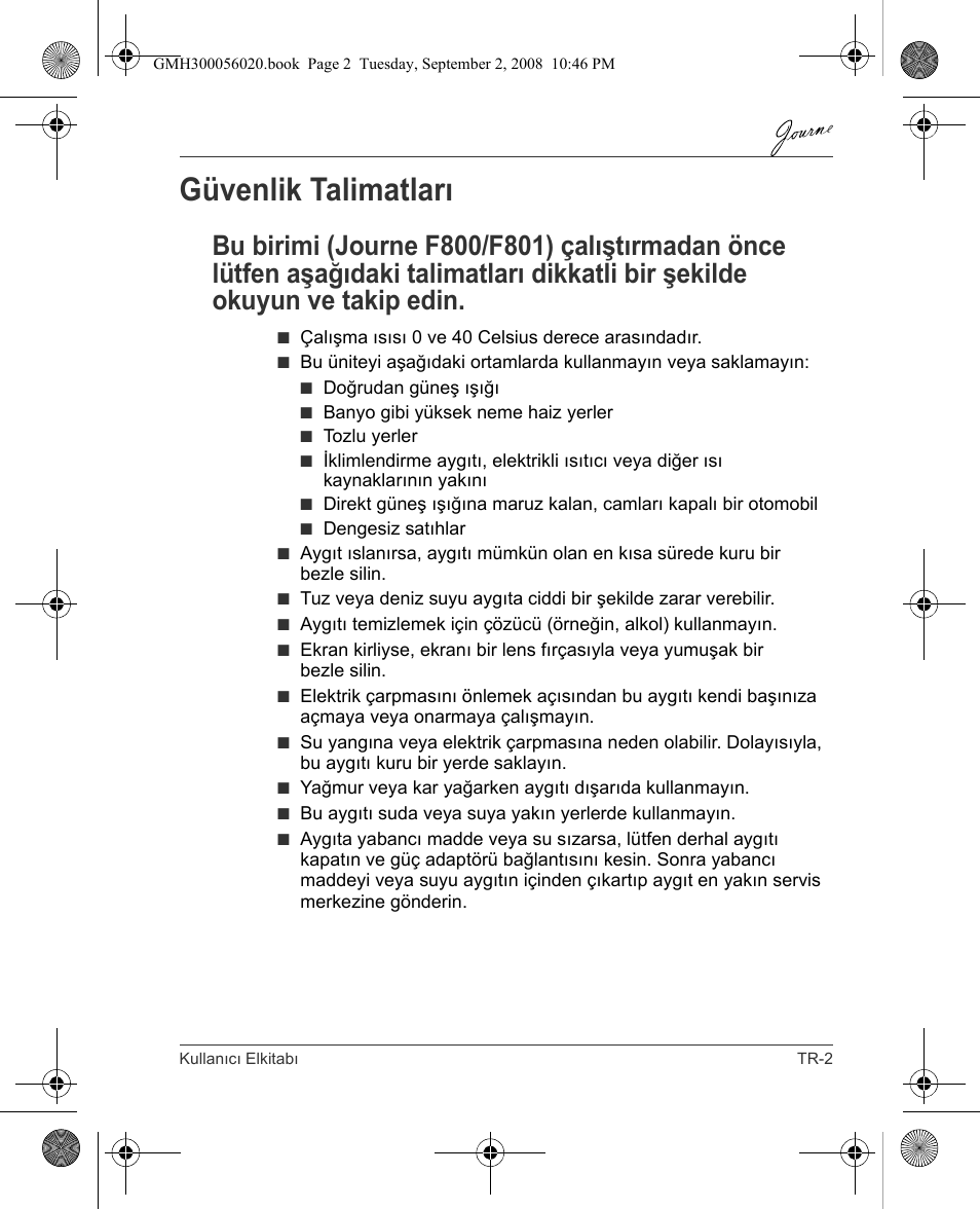 Güvenlik talimatları | Toshiba JournE F800-F801 User Manual | Page 211 / 244