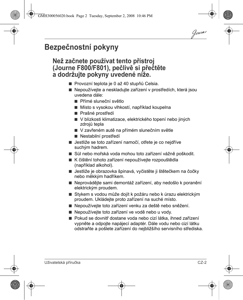 Bezpečnostní pokyny | Toshiba JournE F800-F801 User Manual | Page 35 / 244