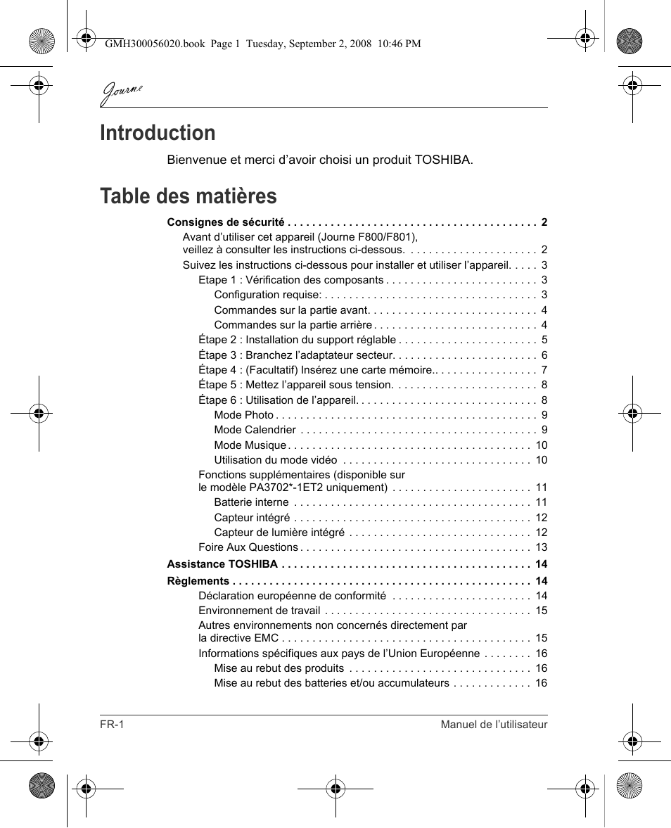 Toshiba JournE F800-F801 User Manual | Page 50 / 244