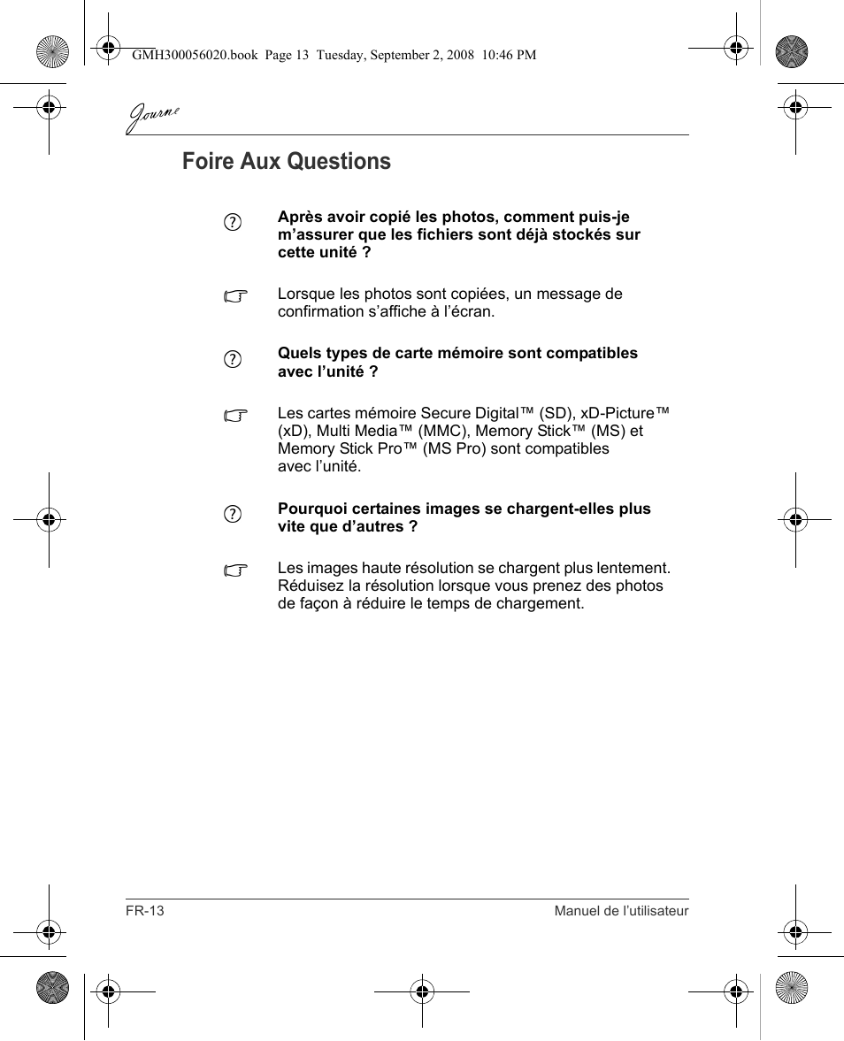 Foire aux questions | Toshiba JournE F800-F801 User Manual | Page 62 / 244