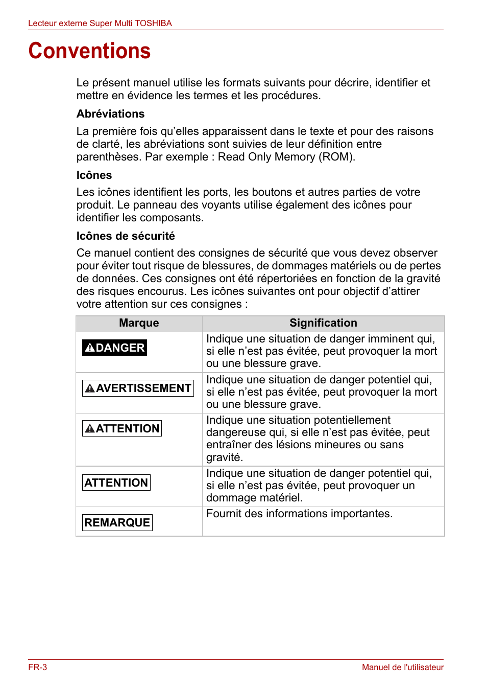 Conventions | Toshiba External SuperMulti Drive User Manual | Page 146 / 533