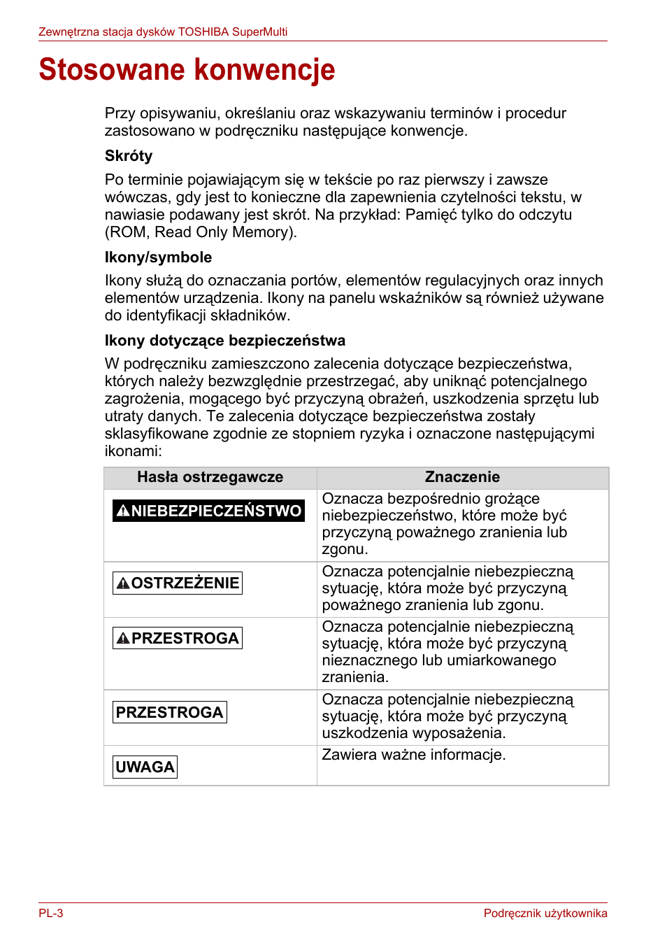 Stosowane konwencje | Toshiba External SuperMulti Drive User Manual | Page 318 / 533