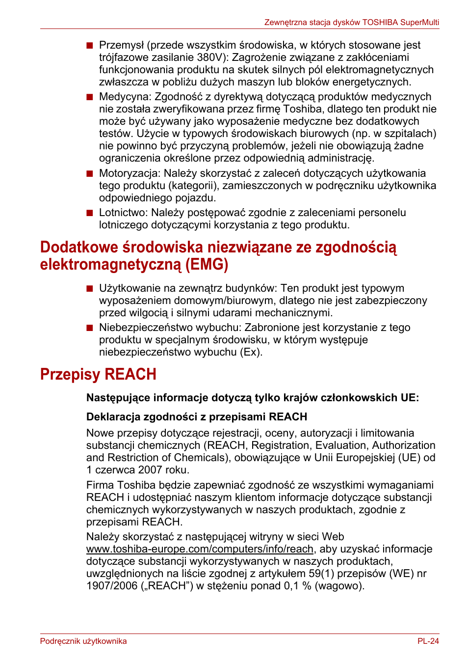 Przepisy reach | Toshiba External SuperMulti Drive User Manual | Page 339 / 533