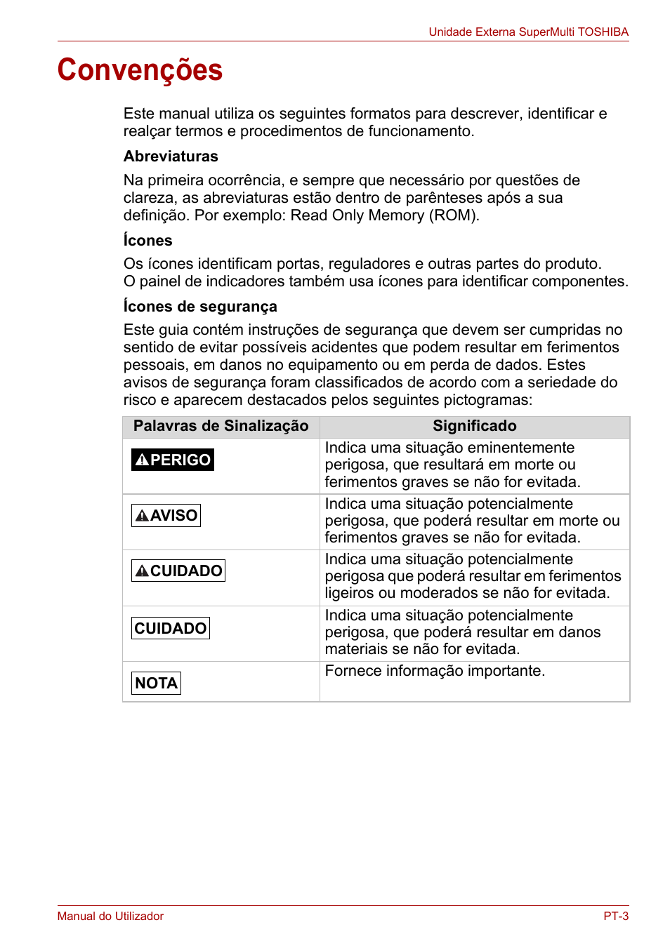 Convenções | Toshiba External SuperMulti Drive User Manual | Page 343 / 533