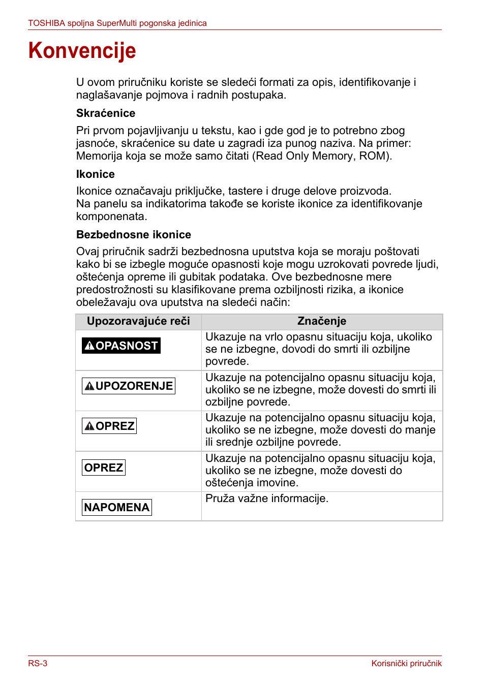 Konvencije | Toshiba External SuperMulti Drive User Manual | Page 368 / 533