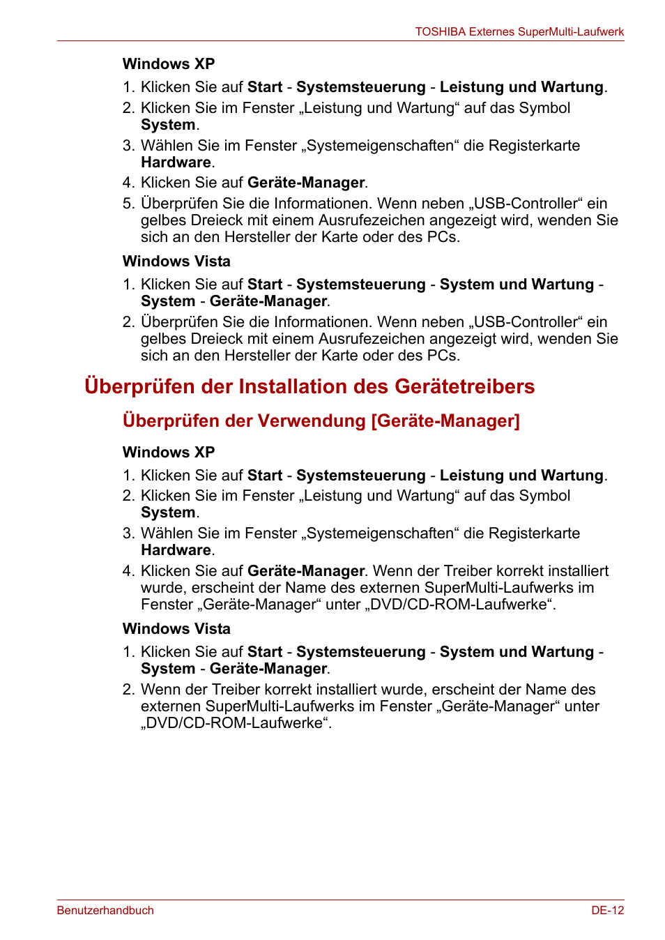 Überprüfen der installation des gerätetreibers | Toshiba External SuperMulti Drive User Manual | Page 59 / 533