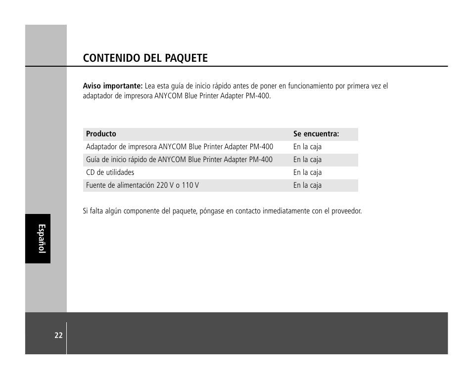 Anycom PM-400 User Manual | Page 22 / 36