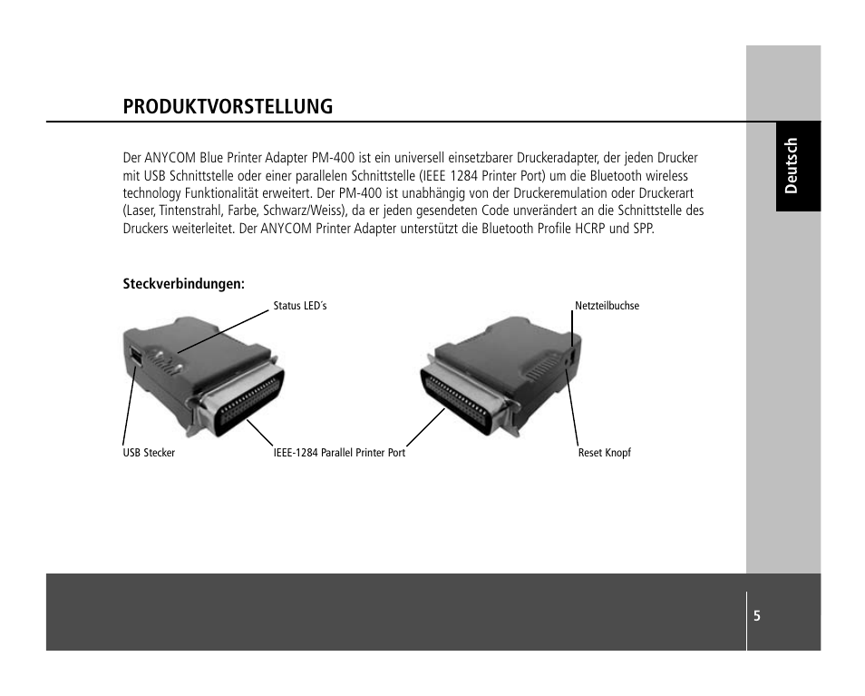 Produktvorstellung | Anycom PM-400 User Manual | Page 5 / 36