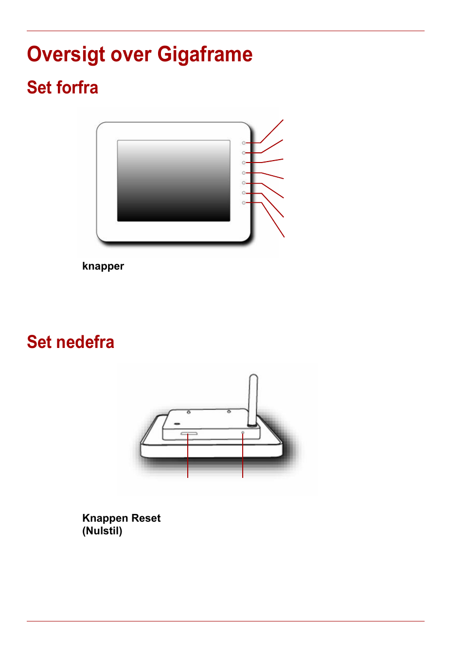 Oversigt over gigaframe, Set forfra, Set nedefra | Set forfra set nedefra | Toshiba Gigaframe L80-81 User Manual | Page 102 / 870