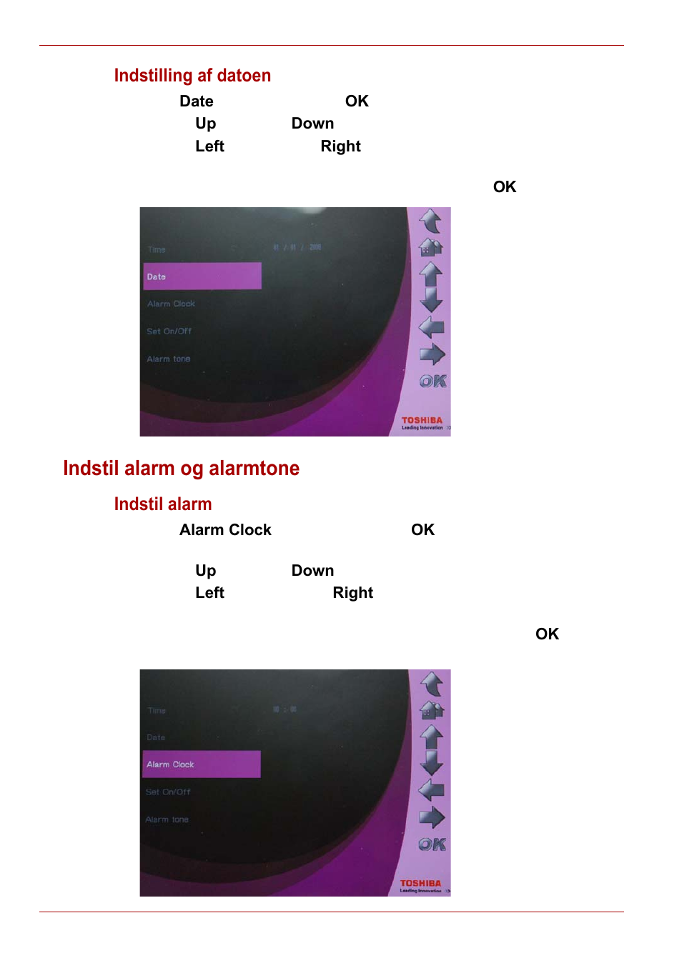 Indstil alarm og alarmtone | Toshiba Gigaframe L80-81 User Manual | Page 114 / 870