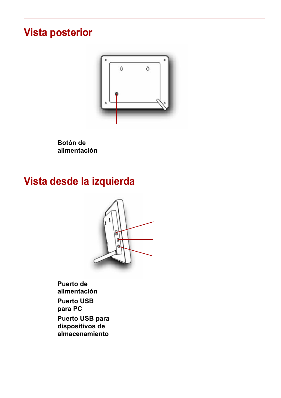 Vista posterior, Vista desde la izquierda, Vista posterior vista desde la izquierda | Toshiba Gigaframe L80-81 User Manual | Page 151 / 870