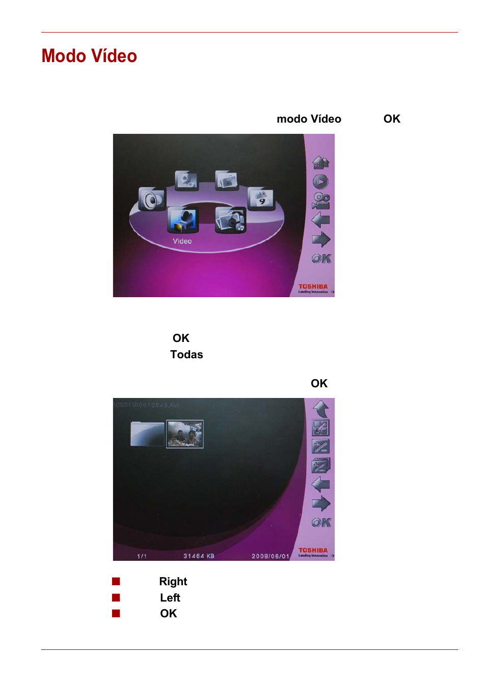 Modo vídeo | Toshiba Gigaframe L80-81 User Manual | Page 167 / 870