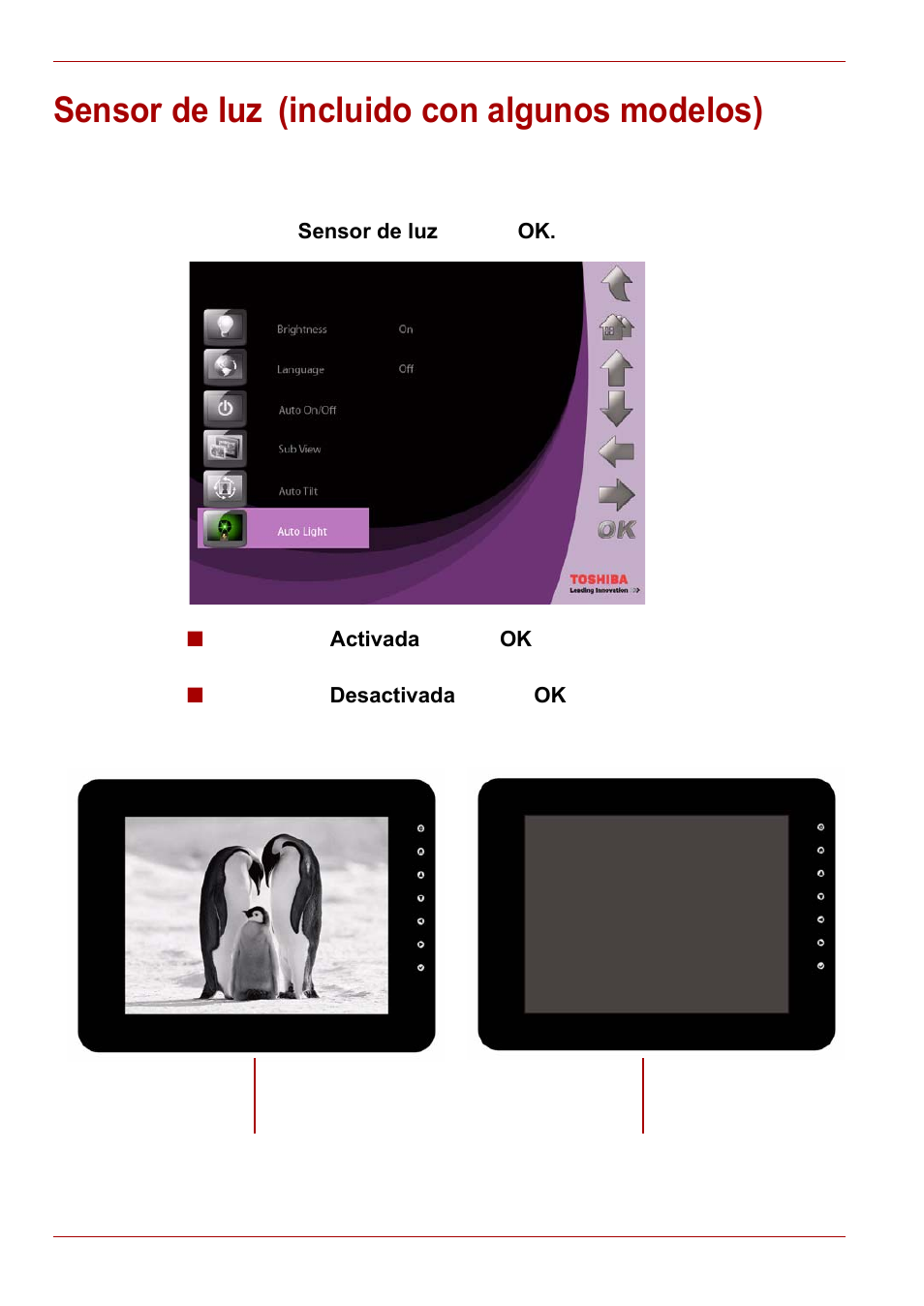 Sensor de luz (incluido con algunos modelos), Sensor de luz | Toshiba Gigaframe L80-81 User Manual | Page 188 / 870