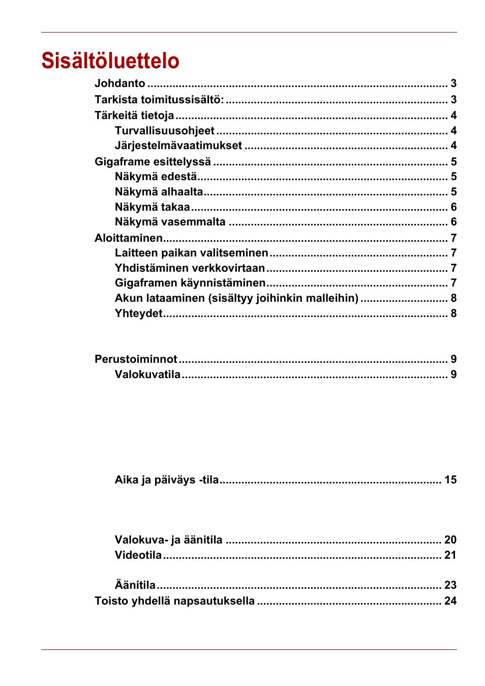 Käyttöopas, Sisältöluettelo | Toshiba Gigaframe L80-81 User Manual | Page 195 / 870