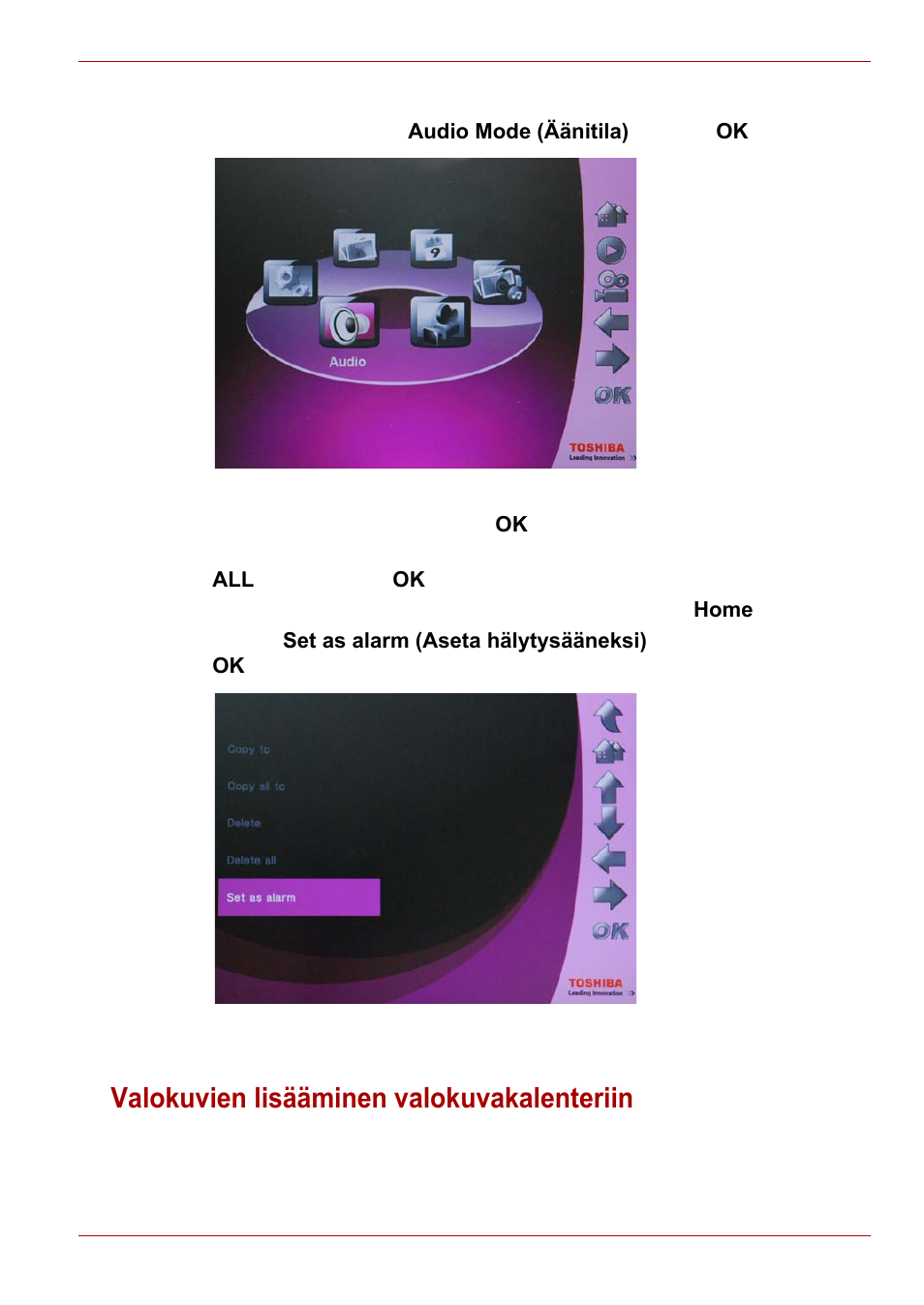 Valokuvien lisääminen valokuvakalenteriin | Toshiba Gigaframe L80-81 User Manual | Page 213 / 870