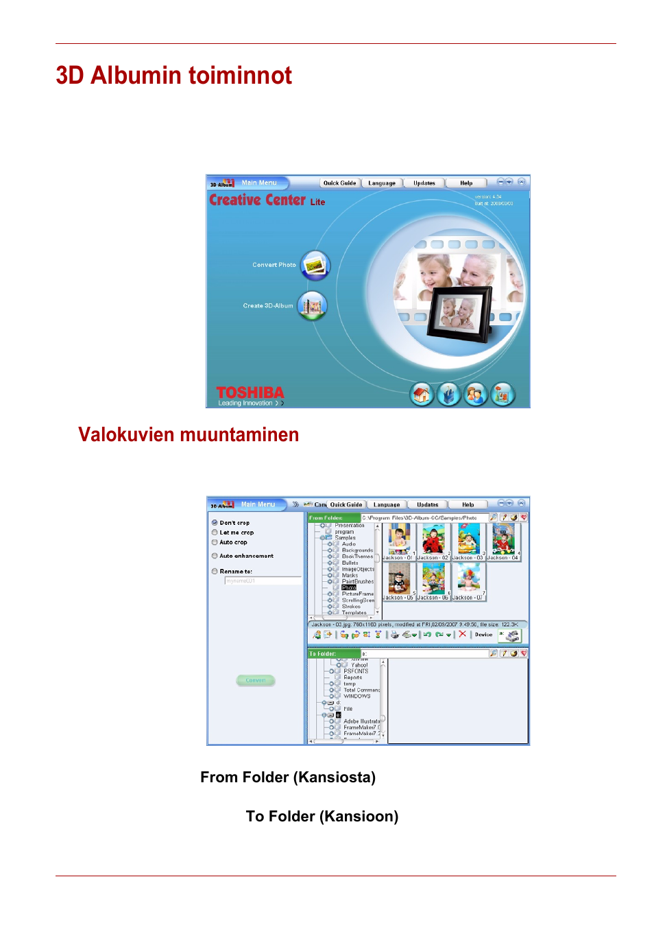 3d albumin toiminnot, Valokuvien muuntaminen | Toshiba Gigaframe L80-81 User Manual | Page 227 / 870