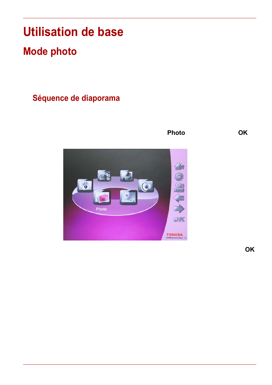 Utilisation de base, Mode photo, Séquence de diaporama | Toshiba Gigaframe L80-81 User Manual | Page 249 / 870