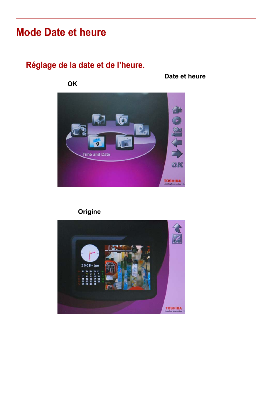 Mode date et heure, Réglage de la date et de l’heure | Toshiba Gigaframe L80-81 User Manual | Page 256 / 870