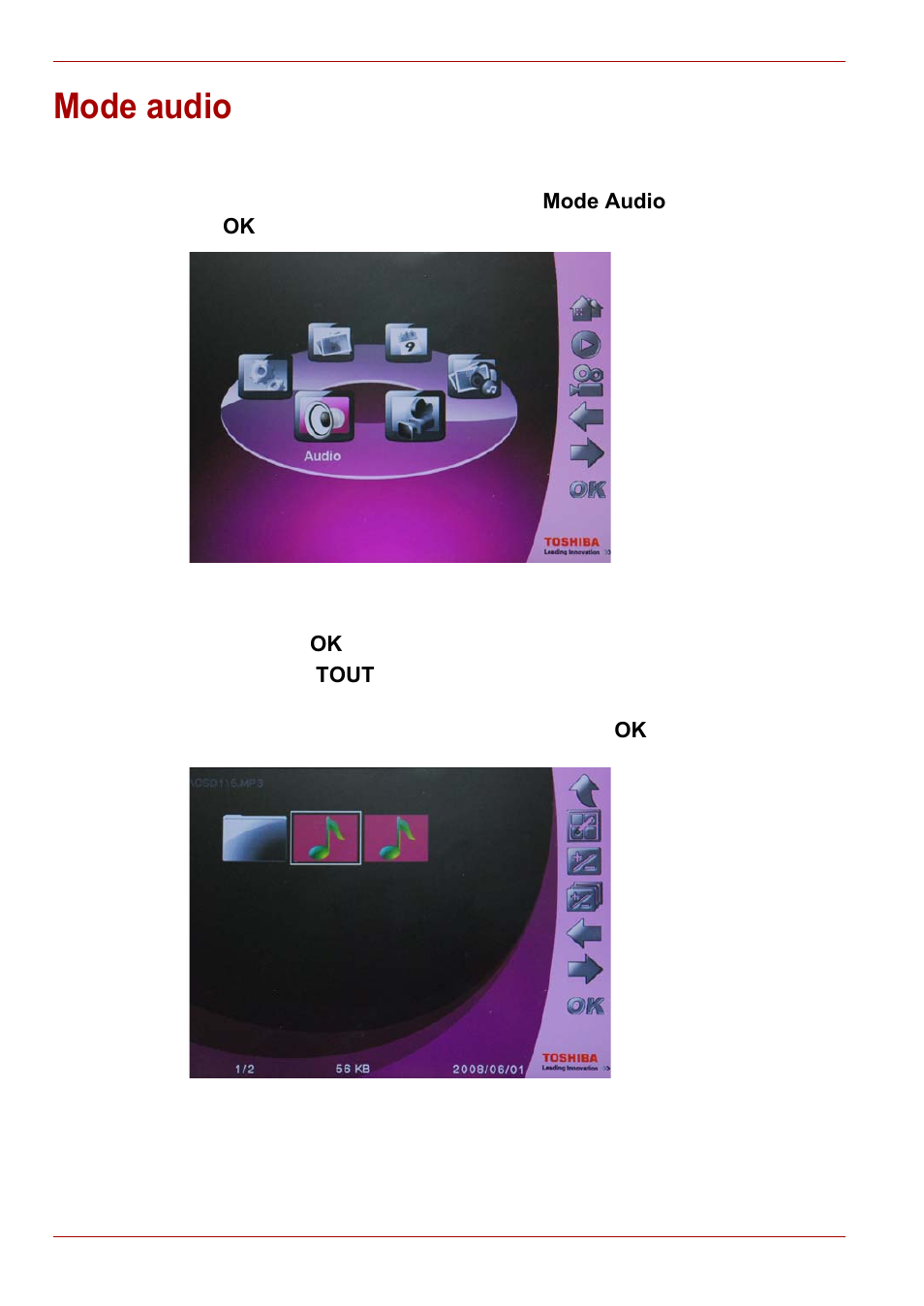 Mode audio | Toshiba Gigaframe L80-81 User Manual | Page 264 / 870