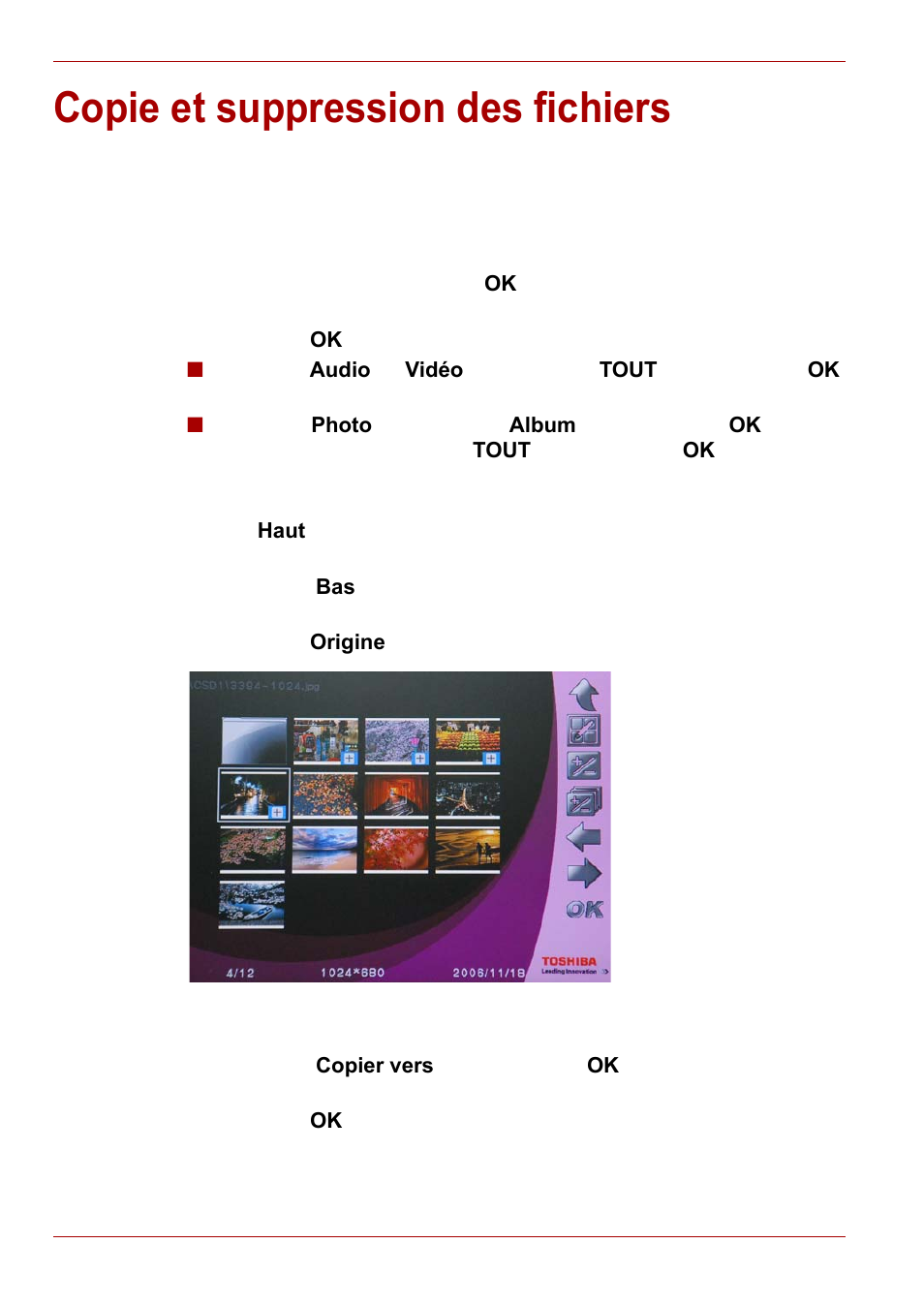 Copie et suppression des fichiers | Toshiba Gigaframe L80-81 User Manual | Page 266 / 870