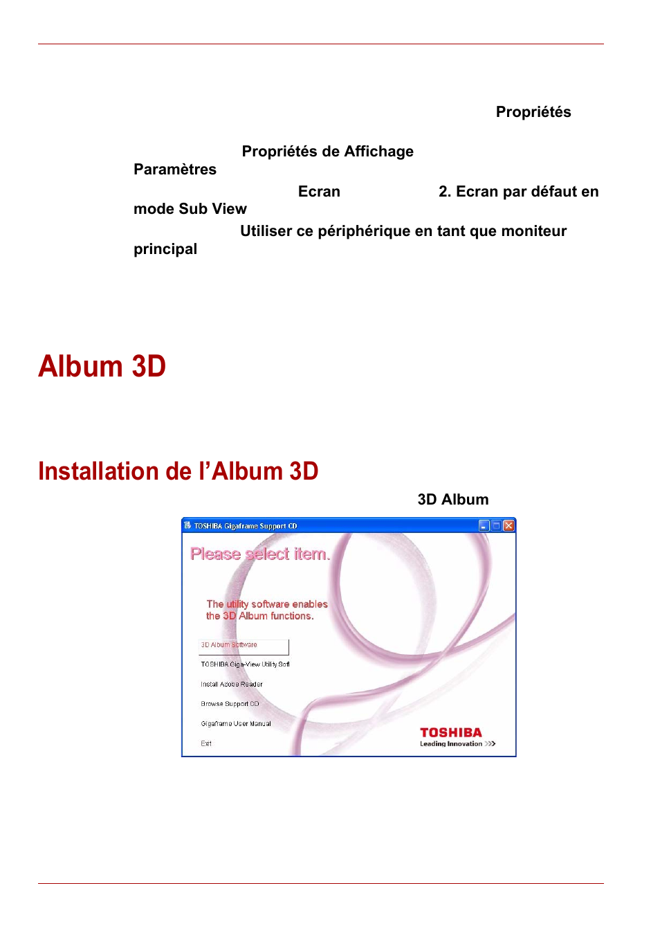 Album 3d, Installation de l’album 3d | Toshiba Gigaframe L80-81 User Manual | Page 272 / 870